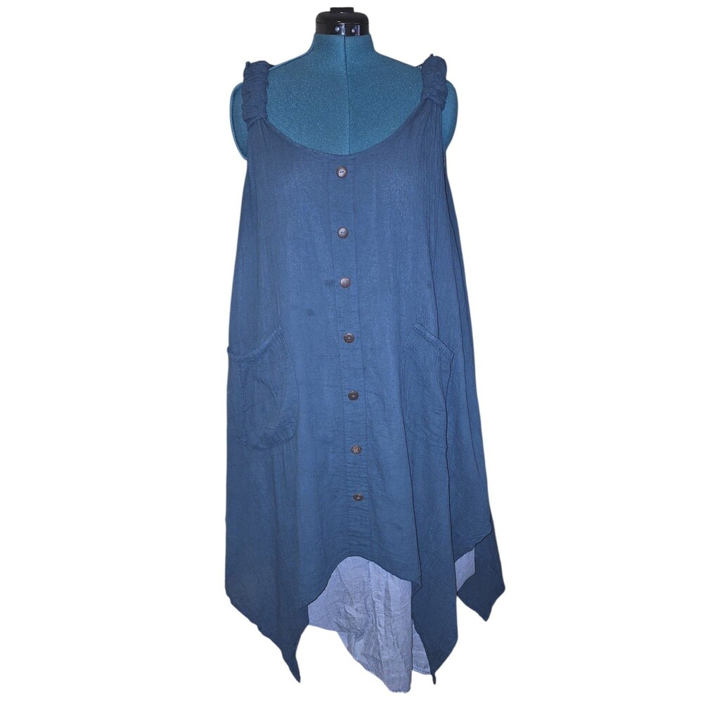 Harem Pants Co. Cotton Midi Dress Lagenlook Artsy Asymmetrical Layered Size 2X
